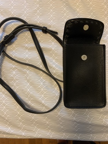 BP.(Nordstrom) Crossbody Phone Bag With Metallic Chain Decor Black Color