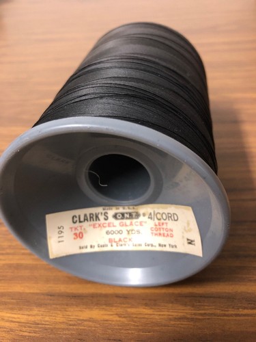 Clark O.N.T. 4/Cord 6000 Yard Left Cotton Thread Black Pre-Owned
