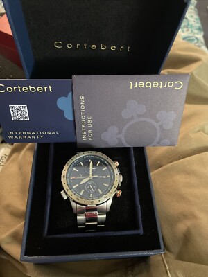 Cortebert 1790 Elevation Worldtime Glacial Blue 45mm Multi-Function SS Bracelet 