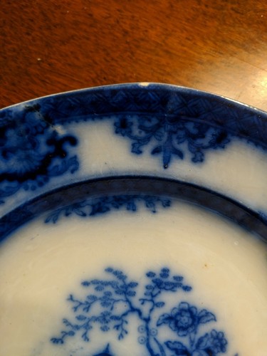 Flow Blue English Staffordshire Davenport AMOY 7 1/4
