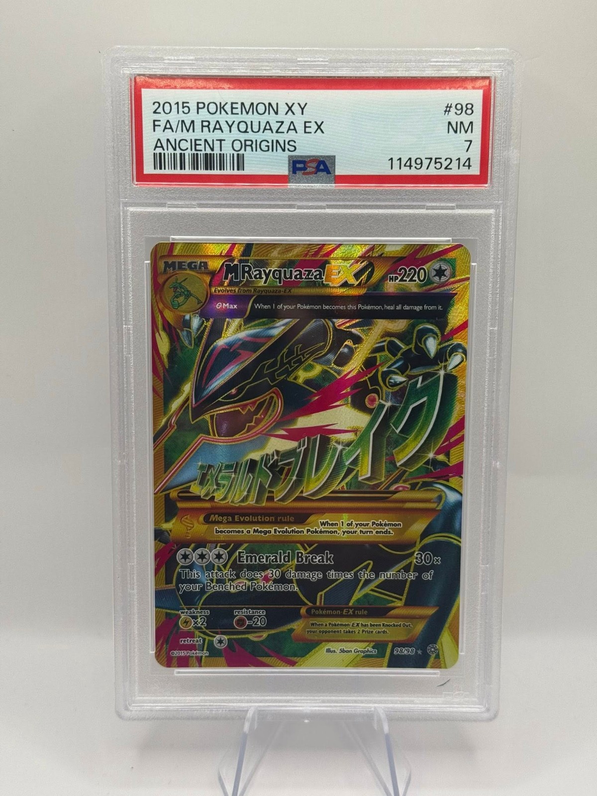 POKEMON M RAYQUAZA EX XY ANCIENT ORIGINS FULL ART 98/98 PSA 7