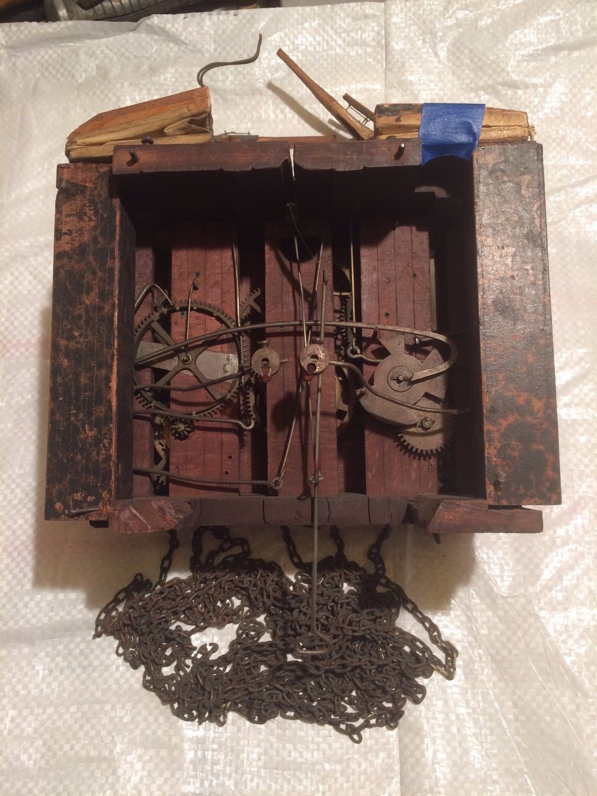 Antique Black Forest Cuckoo QUAIL movement, EARLY, WOOD PLATE... BEHA? KETTERER?