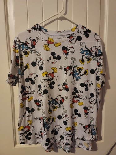 Disney Mickey Mouse All Over Print Tee White T-Shirt Double