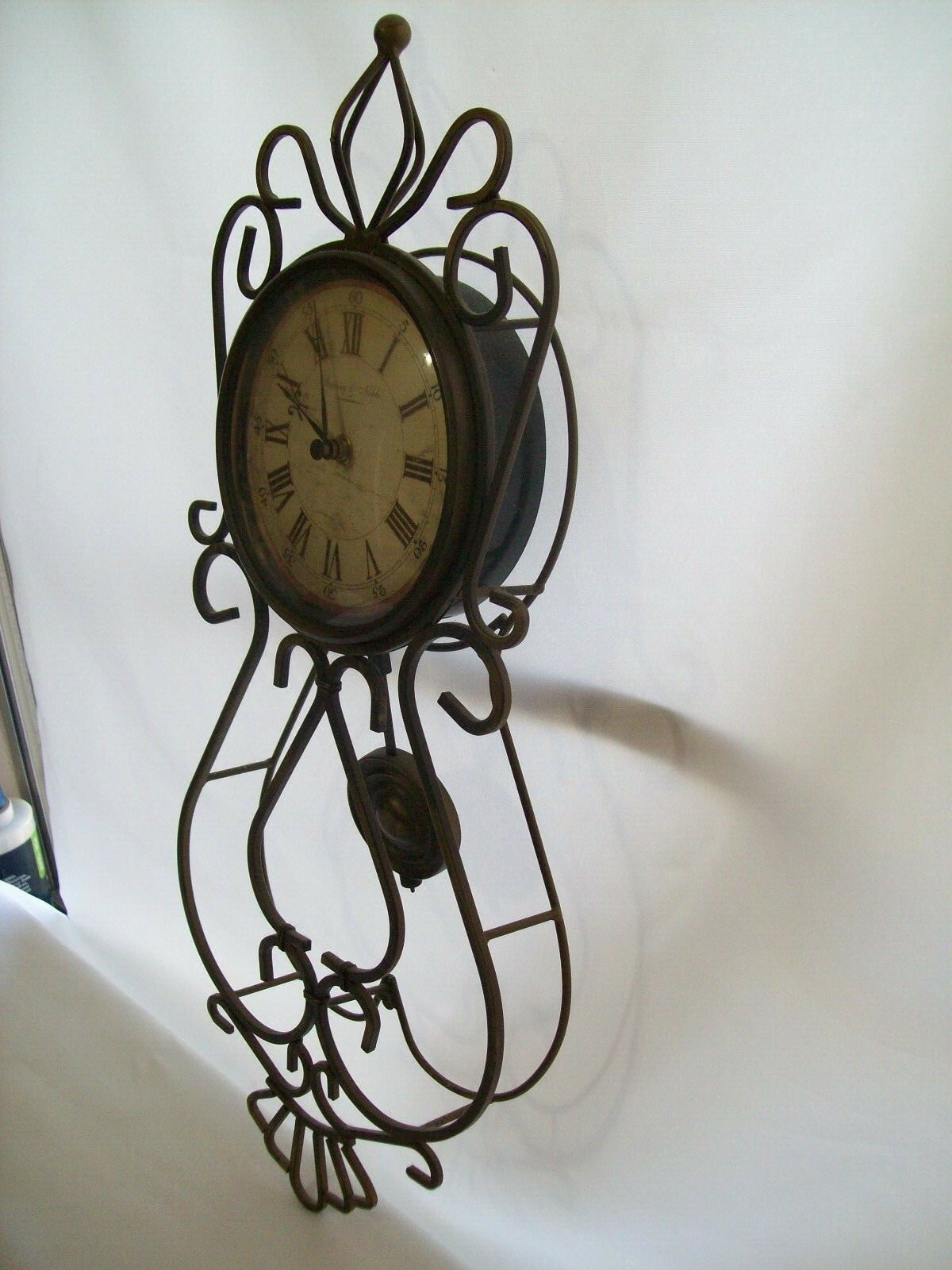 Sterling & Noble Pendulum Quartz Wall Clock Metal  Bronze Finish Antique Style
