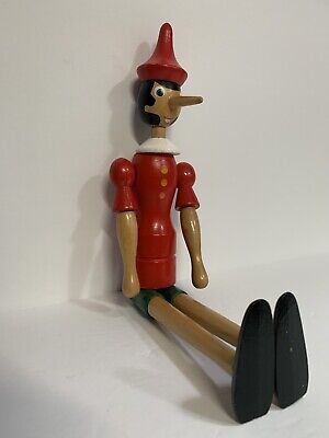 Vintage Hand Painted Jointed Wooden Pinocchio 15  Doll
