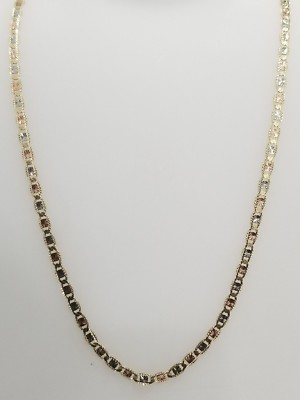 Pre-owned Necklace Real 10k Tri Tone Gold Valentino Style  Chain 3 Mm 24" Inch Unisex