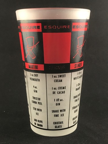 Federal Cocktail Mixing Glass Printed Drink Recipes Bar Ware