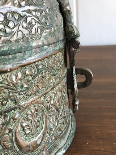 Antique Middle Eastern/Turkish? HAND HAMMERED Copper Traveling Tea Set