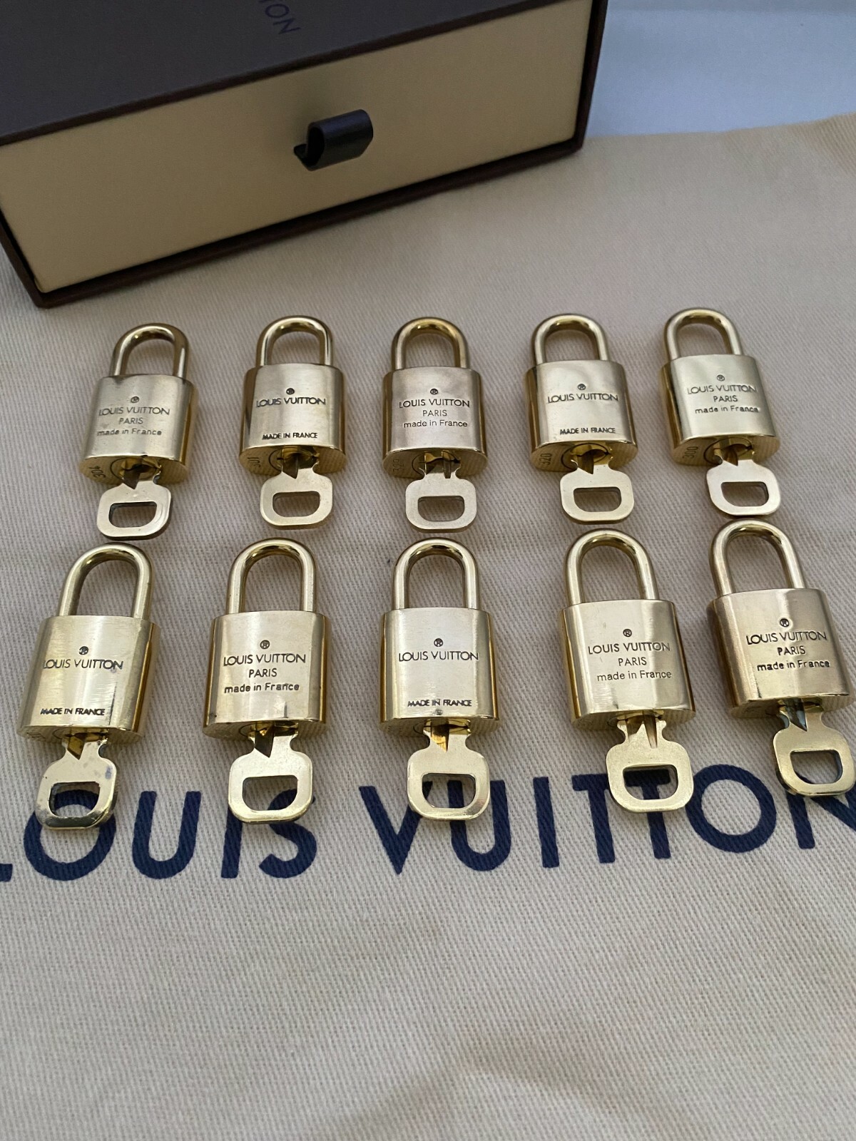 Louis Vuitton Padlock & Keys 10Set Brass Gold Accessories (Number random) No Box