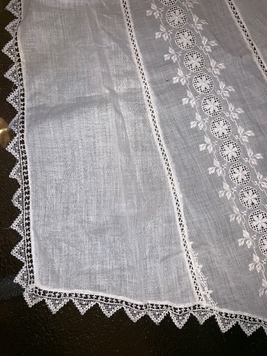 Antique Victorian Edwardian White Cotton Handmade Battenburg Lace Half Apron 27”