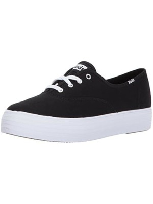 

KEDS Женские черные кроссовки с логотипом и тройным круглым носком на шнуровке на платформе, Черный, WF57298