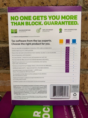 H&R Block Deluxe Tax Software 2017 Federal and State CD Homeowners/Investors