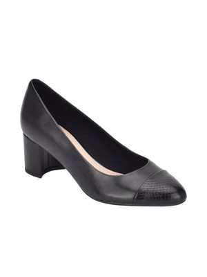 

EVOLVE Женская черная кепка из змеиной кожи Rainie Almond Block Heel Slip On Pumps, Черный, EVRAINIE