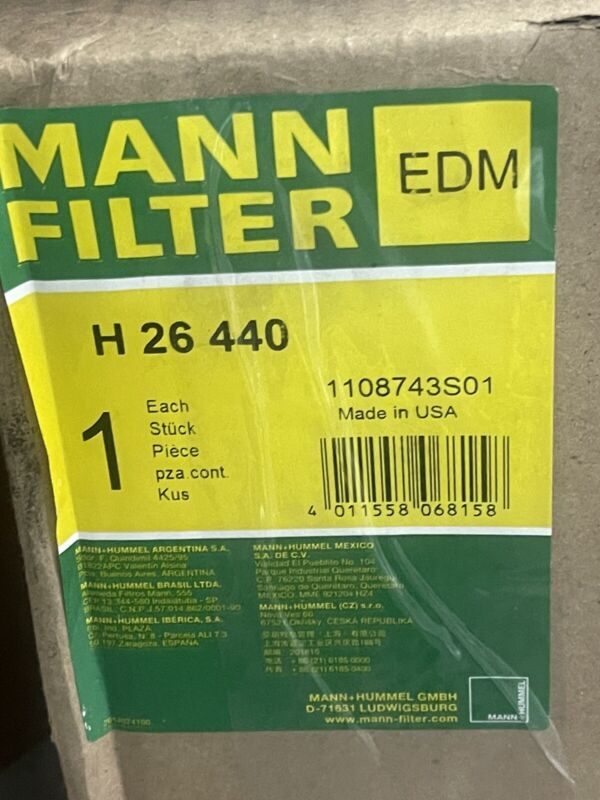 Mann Filter H26 440 Wire EDM Filter,  for Mitsubishi M, J & V series sinkers