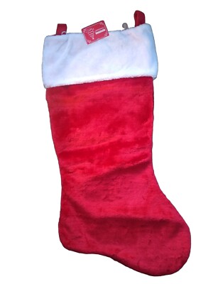 Giant Sized Christmas Stocking 30'' Tall  13'' Wide Plush Red & White New With Tag