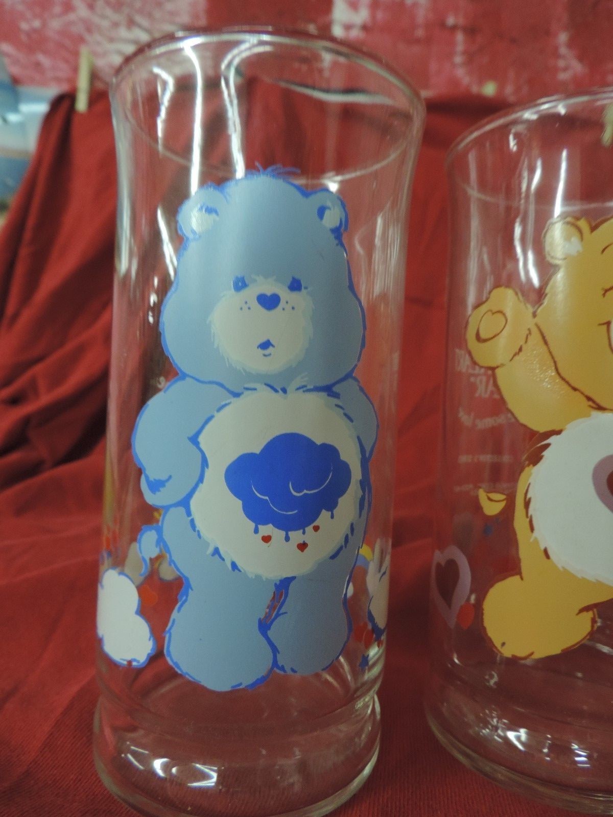 3 Care Bears Pizza Hut Glasses Funshine Cheer Tenderheart Limited Edition 1983