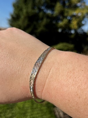 Vtg 14k Solid Tri Color Gold 7  Italian Bracelet Not Scrap 6.40g