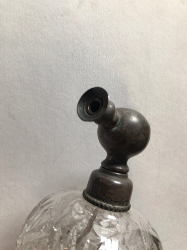 Antique  Crystal And Sterling Silver Perfume Bottle Atomizer .925