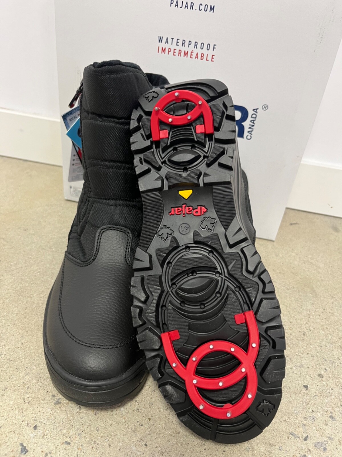 Pre-owned Pajar Men's Mirko Zip Up Boot W/ Ice-gripper Black All Sizes