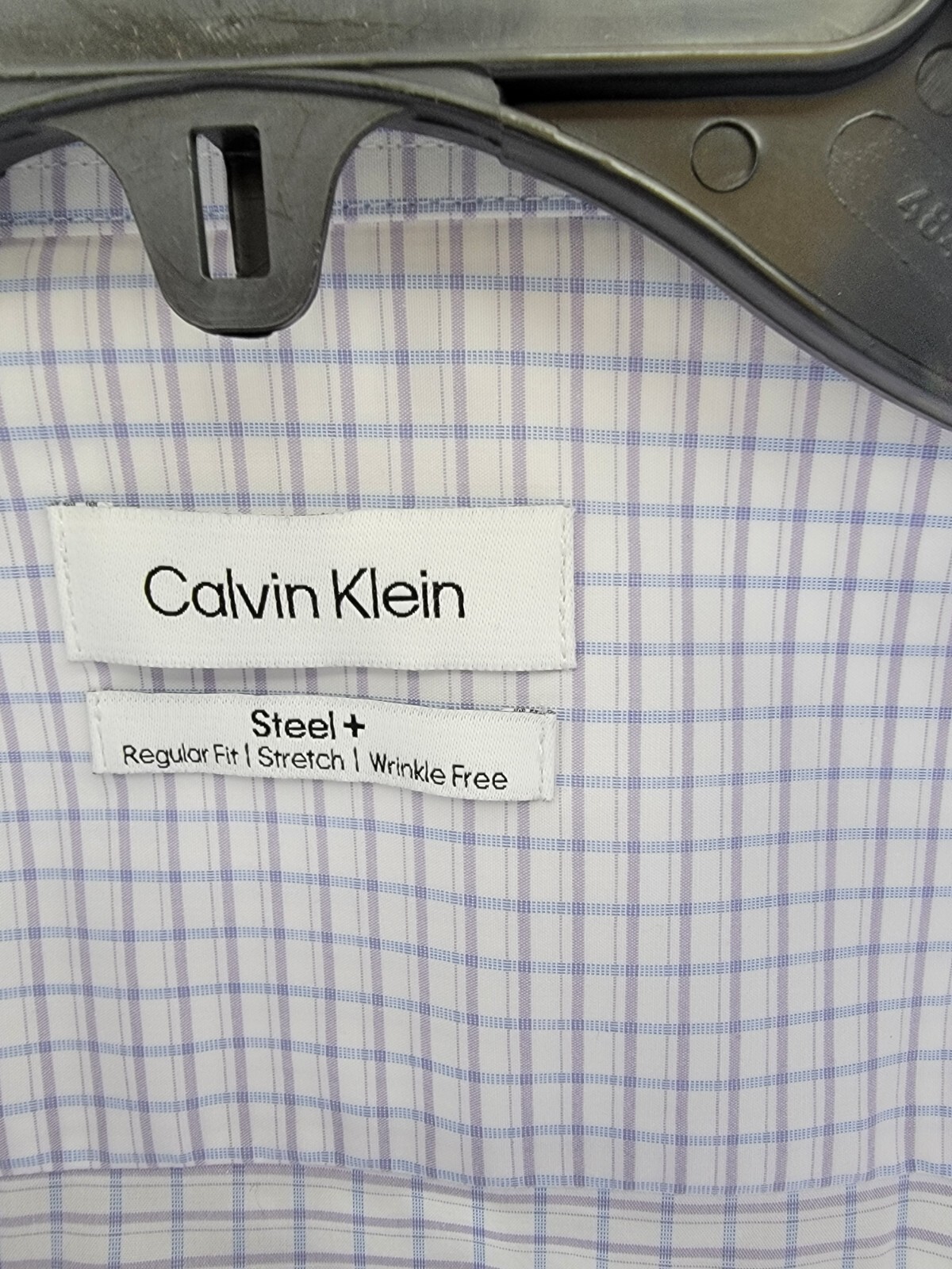 Calvin Klein Steel + Regular Fit Stretch Dress Shirt Men's 17.5 34-35 Blue L/S - Picture 18 of 19