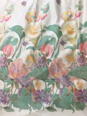 Vintage Pastel Spring Floral Border Polyester Knit Fabric 64
