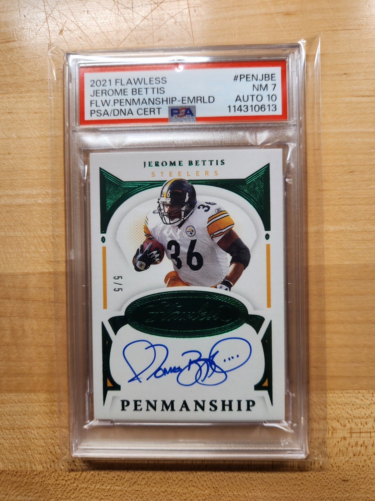 [5シリ]Jerome bettis nfl auto 2021 Panini Flawless Emerald On-Card Auto Jerome Bettis 5/5