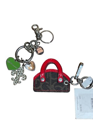 Vintage Calvin Klein Metal Key Ring Charm Fob Charms Logo Brown Handbag Purse