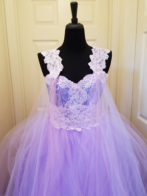 Romantic Lilac & Mauve Gatsby Inspired Lace Tulle Bridal Wedding Ballgown Set