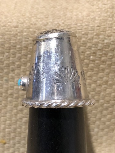Vintage Sterling Silver Navajo Type design Thimble With Turquoise