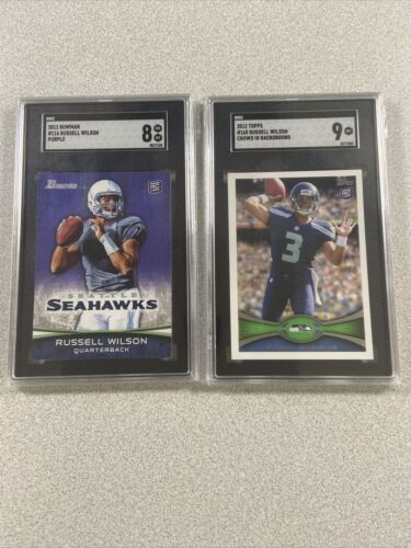 Russell Wilson 2012 Rookie Card Graded Lot (2) Both Graded SGC #165 & #116. rookie card picture