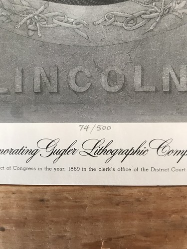 President Abraham Abe Lincoln Limited 74/500 Lithograph By Henry Gugler