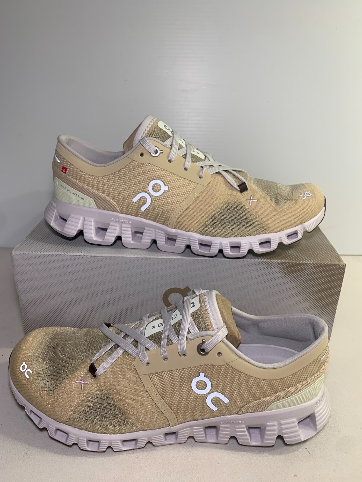 1681 On Cloud X 3, Savannah/Frost, Womens Running Shoes-US