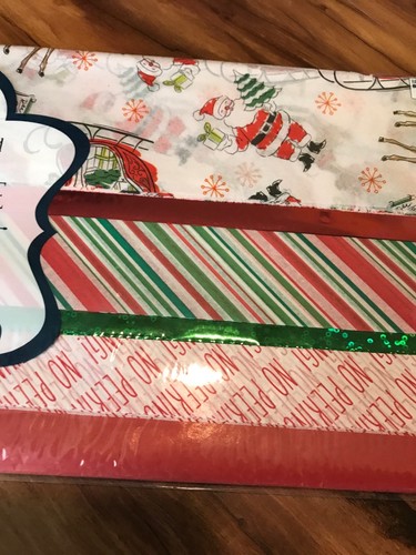 100 Sheets Premium Wrapping Tissue Paper Christmas Santa Green Metallic Film