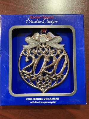 2020 Christmas Ornament, Silver Ornament, 2.5'' x 3'',Regent Square, Studio Design