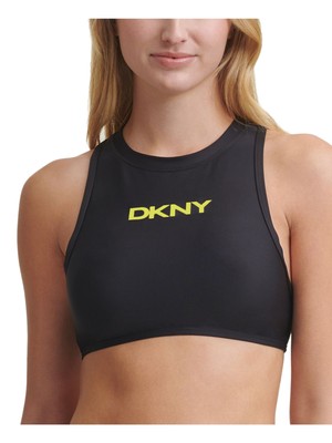 Женский спортивный купальник с черным логотипом DKNY, стрейчевый топ на молнии, M