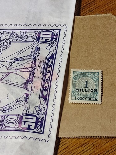 WW1 1923 Germany  Stamp Deutsches Reich Over Print 1 Million Mark INFLATION