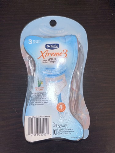 Schick Xtreme3 Disposable Razor Hawaiian Tropic Scented Handles 4 Count SEALED