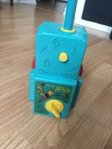 Vintage Fisher Price Music Box Crib Mobile #174 Farmer Cow Horse Sheep Pig