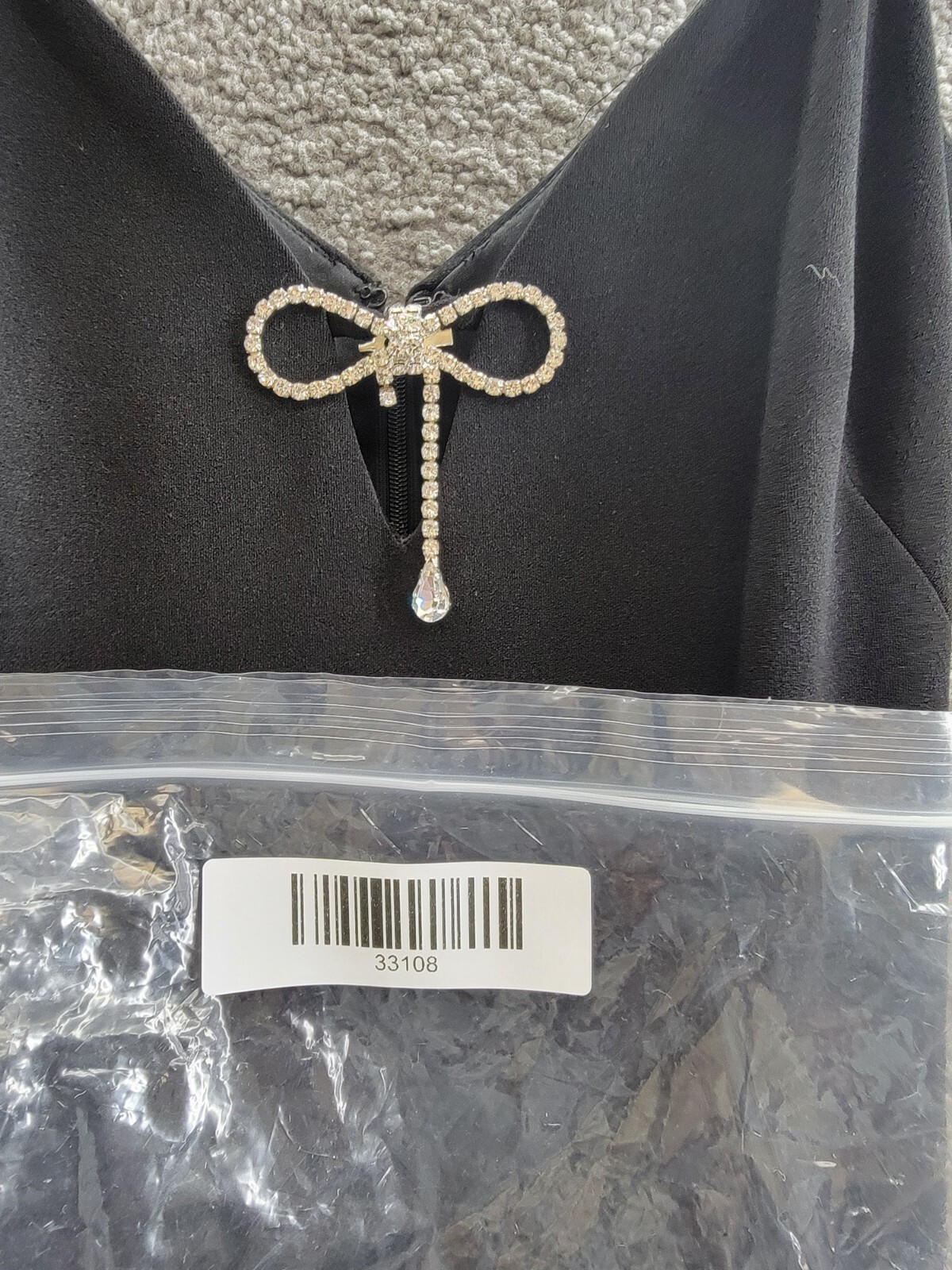 Adrianna by Adrianna Papell Knit Crepe Column Gown Women's 2 Black Back Zip - Picture 17 of 17