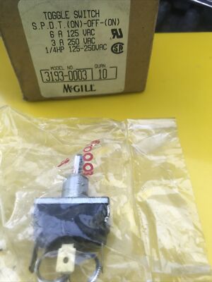 McGill 3193-0003 On-Off-On Sping Return Left And Right Toggle Switch