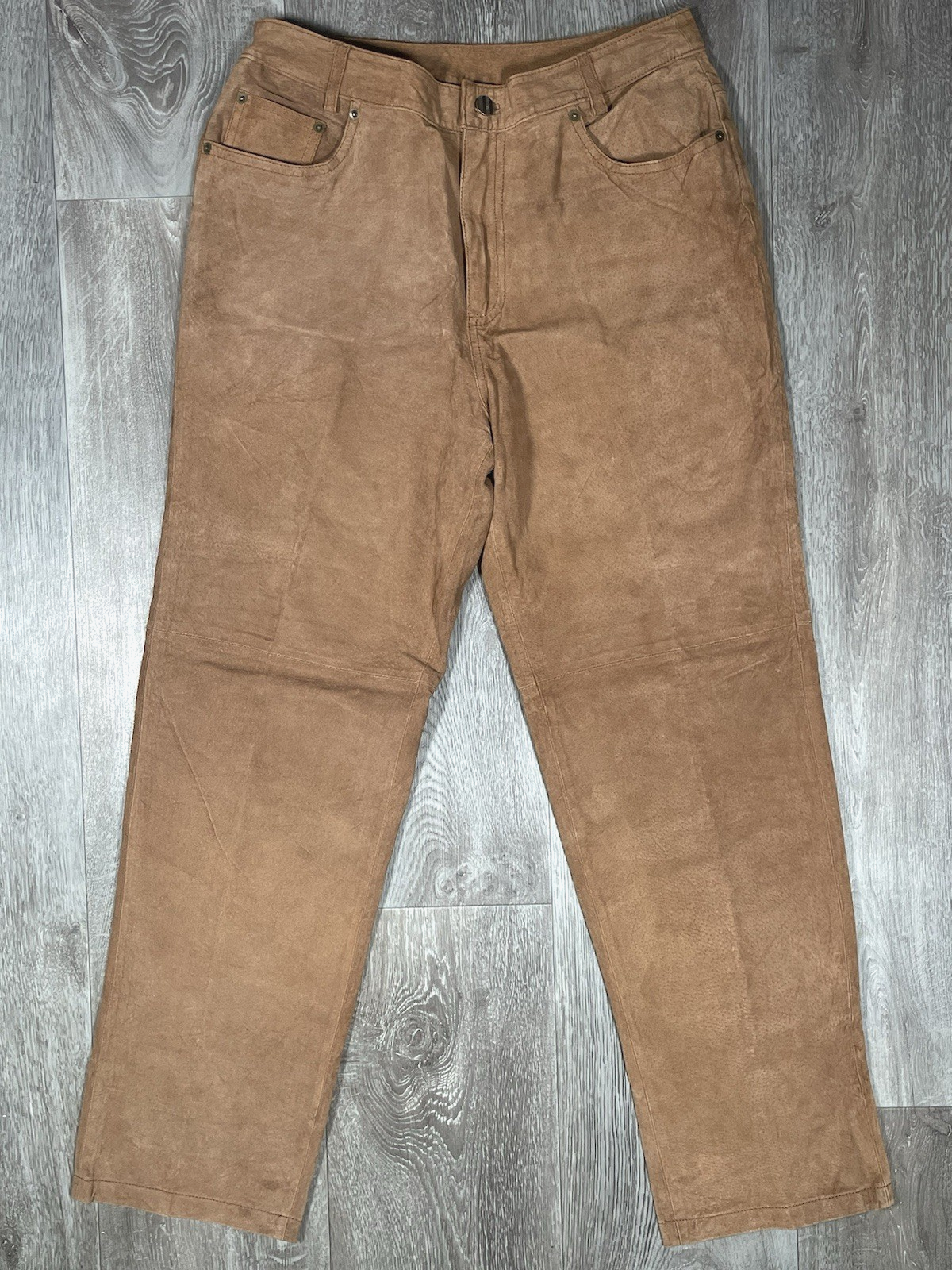 Chadwicks Brown Leather Suede Lined Pants - Women Size 10 Petite X 27.5