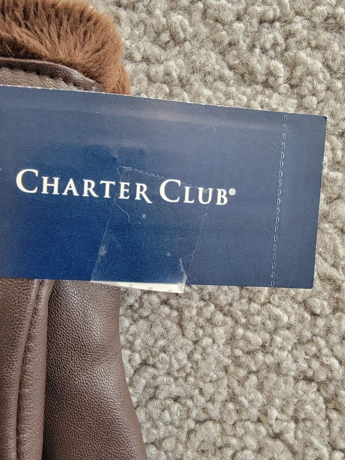 Charter Club Micro Faux Fur Lined Leather Tech Gloves Women's XS Java - Picture 12 of 13