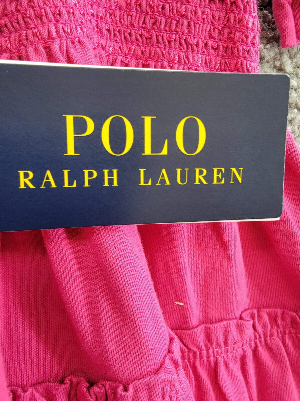 Polo Ralph Lauren Smocked Jersey Dress Little Girls 2 College Pink Square Neck - Picture 15 of 16
