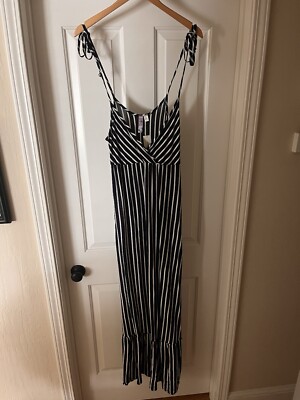 Francesca s Alta Women's Size M  Maxi Dress Navy Blue Off White NWT Retail $54