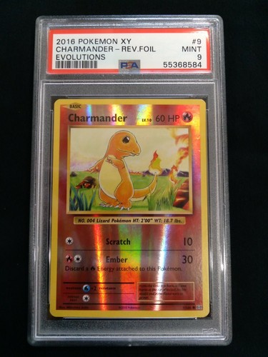 Graded PSA 9 2016 Pokemon XY CHARMANDER #9 REV FOIL