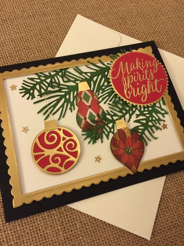 Handmade Card Christmas Ornaments on Branches ~ made w/ Stampin Up & other pr