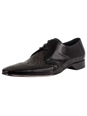 Pre-owned Jeffery West Men's Leather Derby Shoes, Black