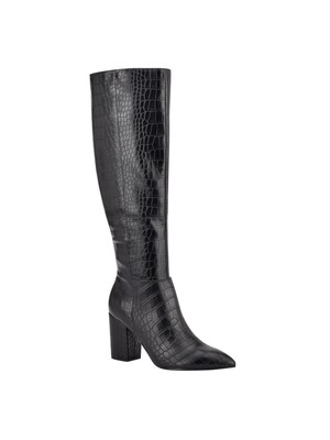 

MARC FISHER Женские Черные Ботинки Erli Stiletto Zip-Up с Крокодиловой Текстурой  M, Черный, WNERLI3