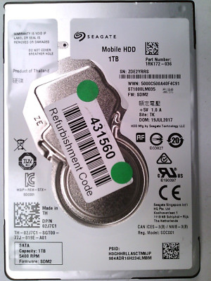 Seagate Mobile HDD-2.5"-SATA-HDD-1TB, 2TB