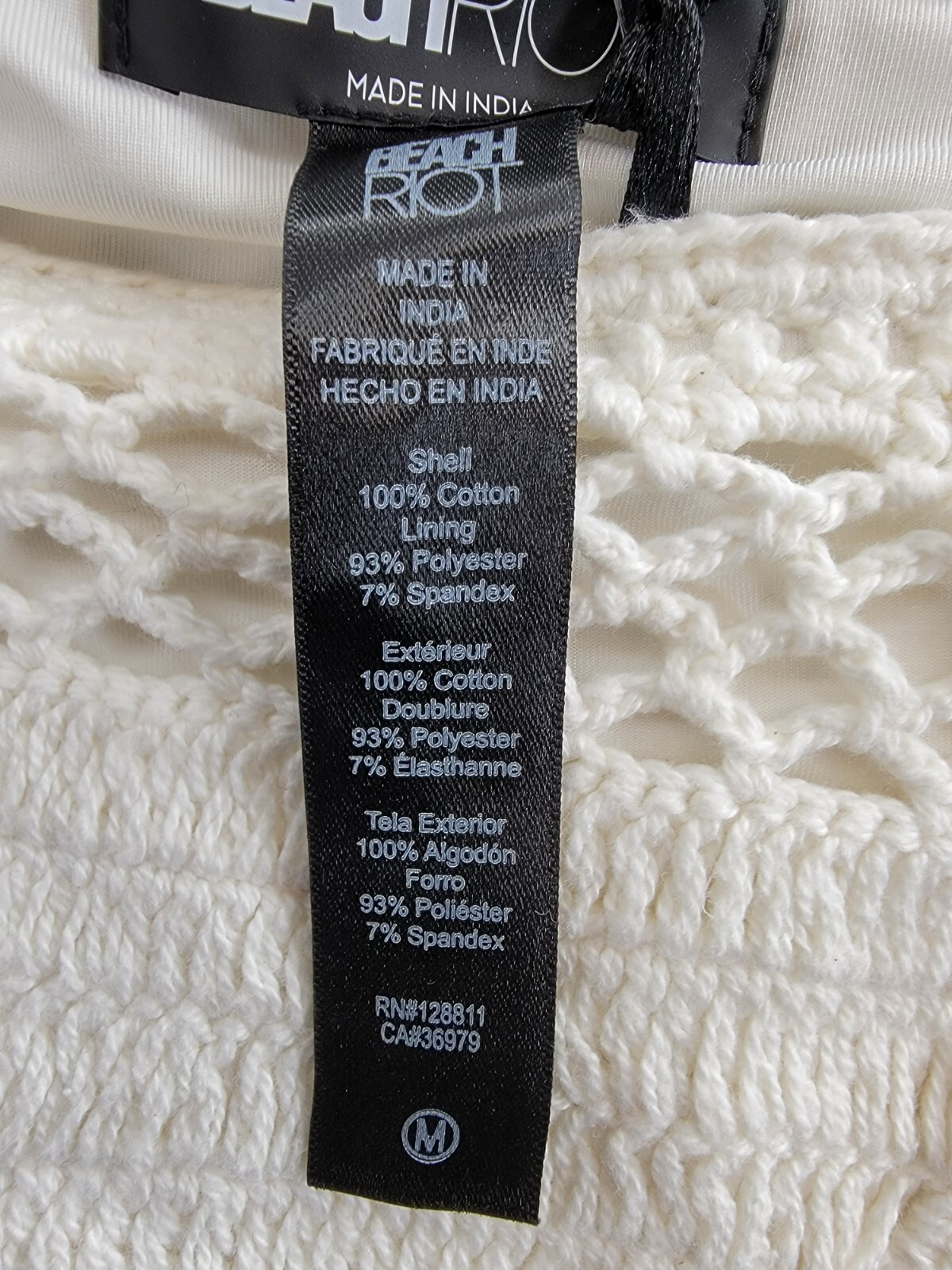 Beach Riot Kaylin Crocheted Bikini Bottoms Women's M White Elastic Waist Pull On - Picture 11 of 17